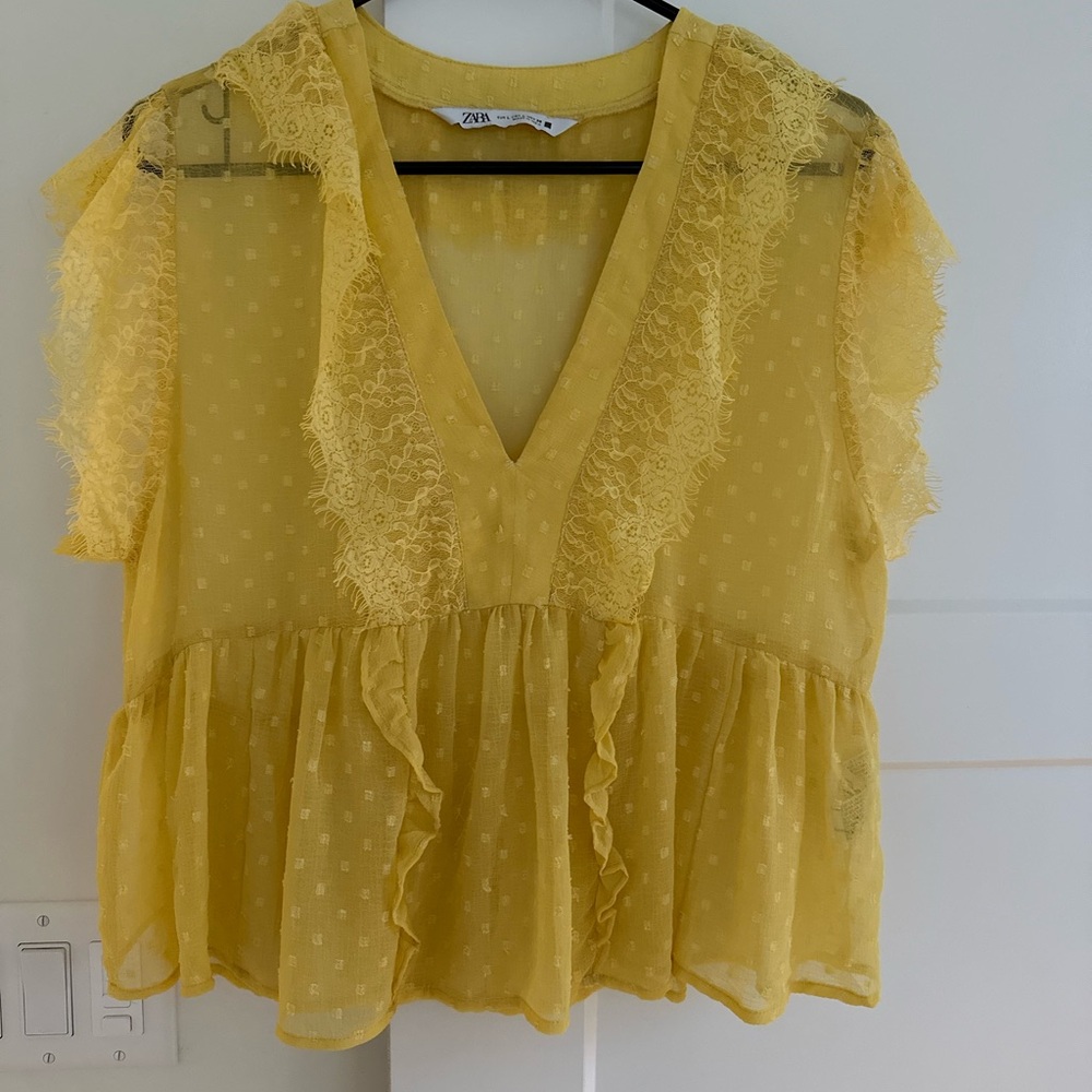 Zara Lace V-Neck Blouse